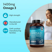 Nutravita Highest Strength Omega 3 Fish Oil 2000mg - Providing 1000mg EPA & 400mg DHA per Serving - Sustainably Sourced & Contaminant Free - Made in The UK
