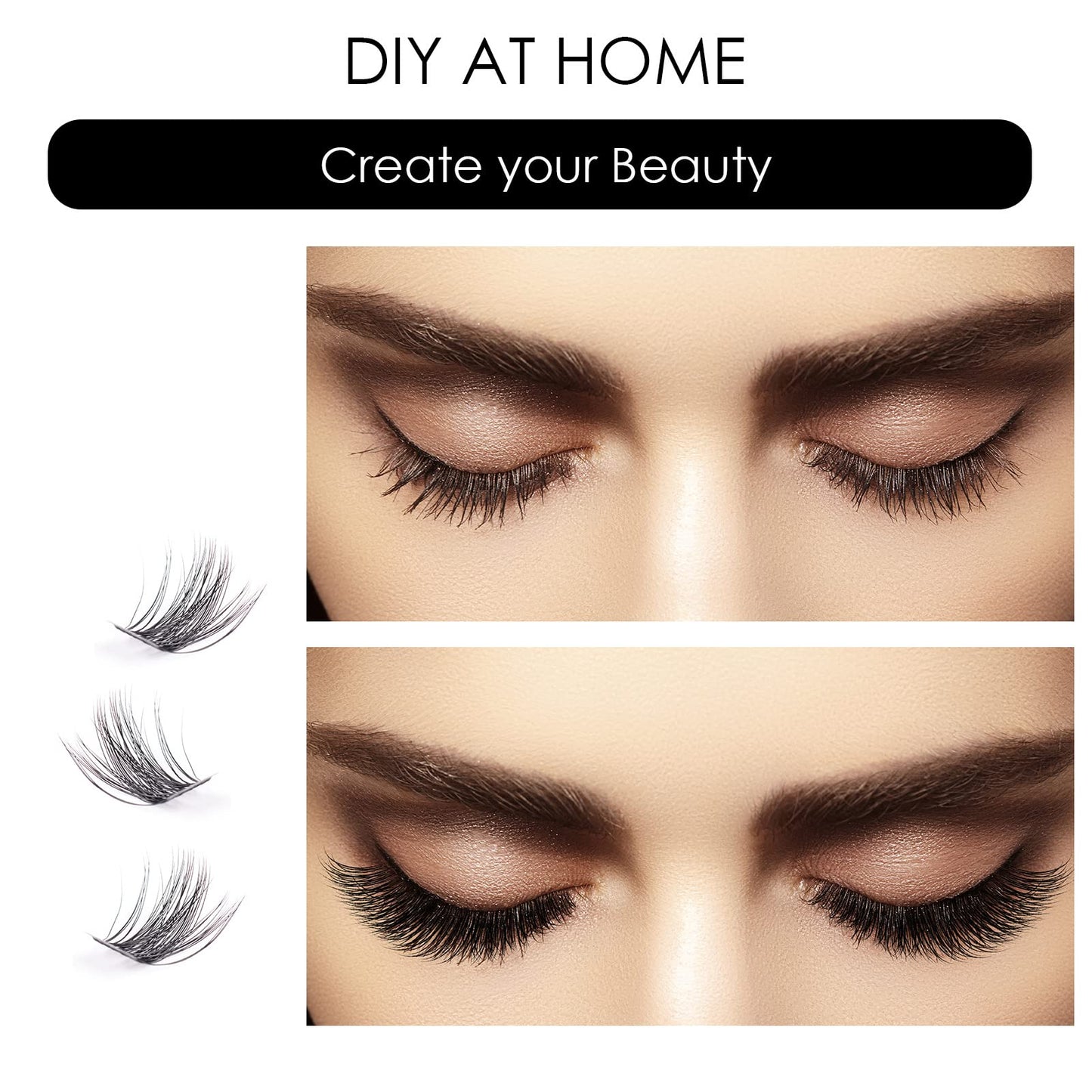 Magnetic SL Individual Lashes 144 Cluster Lashes 3D False Eyelashes Natural Look D Curl Reusable Fluffy Individual Cluster Lashes Soft Eyelashes DIY Cluster Eyelash Extensions Mix 10-16MM-DM17
