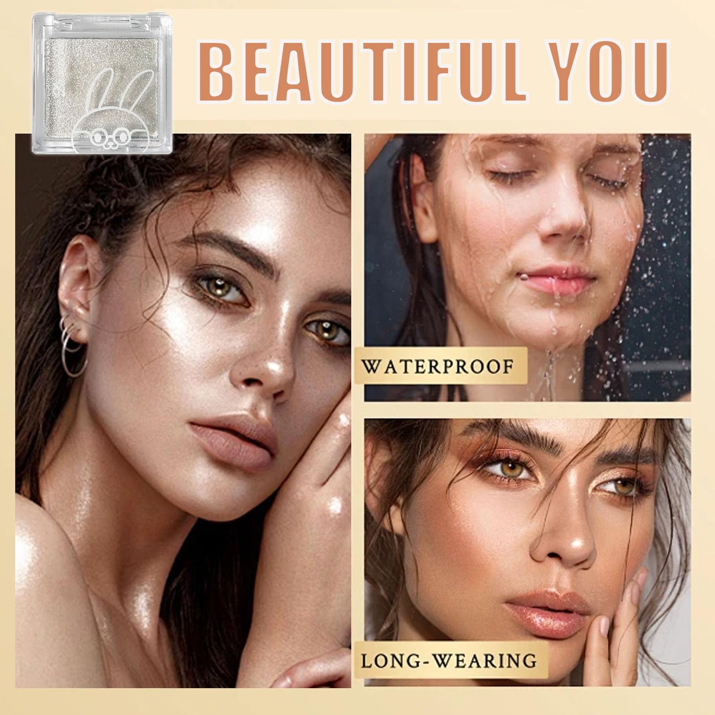 LYNTYAOU Highlighter Powder, Diamond Shine Highlighter, Glitter Face Highlighter Palette, Sparkly Waterproof Long Lasting Lightweight Colors for Highlighting and Contouring Makeup Palette
