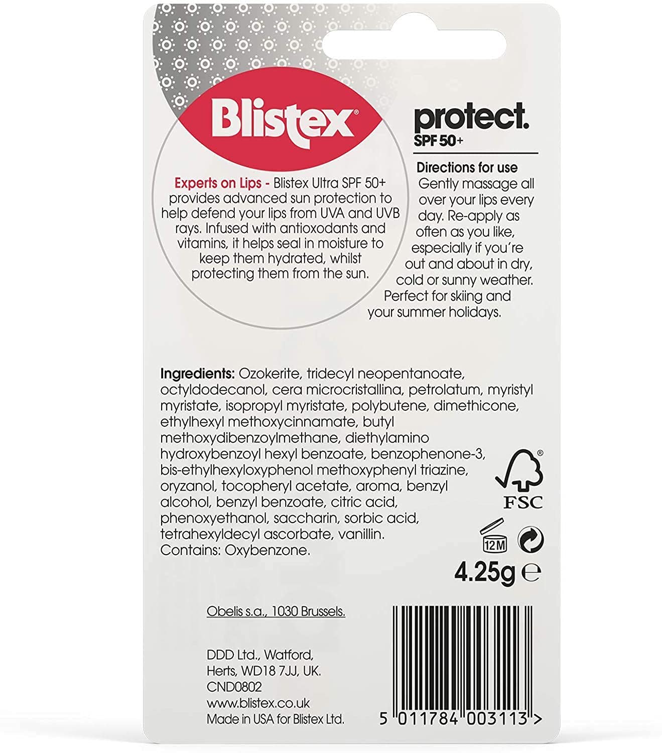 Blistex Ultra Lip Balm with SPF 50 Plus Lip Protection from UVA and UVB Rays, 4.25 g (2 Pack)
