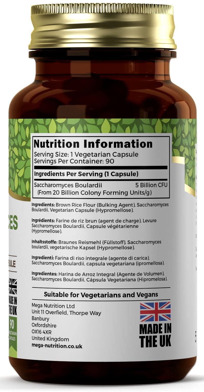 Ezyleaf Saccharomyces Boulardii [5 Billion CFU] | 90 Vegan Capsules | Probiotic Supplement | S Boulardii Probiotic with Clean Fillers | ISO Certified, Non-GMO, Gluten & Allergen Free | Made in UK