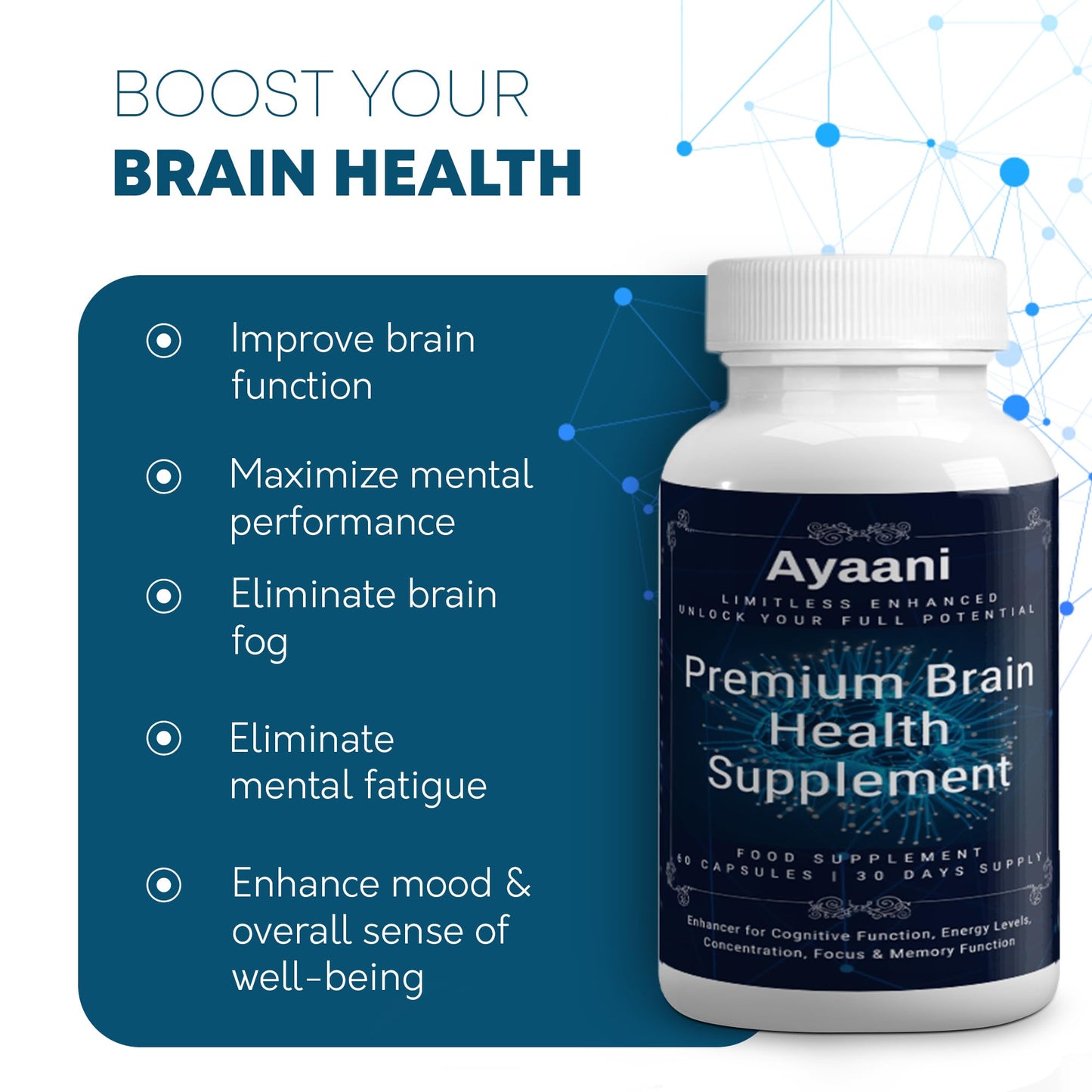 Limitless Enhanced Premium Brain Health Supplement - Acetyl-L-Carnitine, Alpha-GPC, Reishi Mushroom, L-Theanine, DHA, Ginkgo Biloba - Cognitive Enhancer, Focus, Memory Support - 60 Tablets