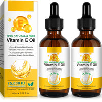 LEISGOTO Vitamin E Oil, 100% Pure Natural Plant Extracts Vitamin E Oil for Skin, Face, Reduces Scars & Stretch Marks, Smooths Fine Lines & Wrinkles, Firms & Boosts Skin Elasticity - 60ml Body Oil (Pack of 2)