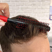 Professional Quiff Roller Round Hair Brush with Red Rubber Grip Handle - Slick Back Hair Brush, Curly Hairs Brush Ideal round hairs brushs for men and Barbers