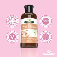 Natures Aid Distilled Witch Hazel 150ml - Natural Skin Care - Gentle Astringent Hydrates & Cleanses, Soothes Irritation - Promotes Healthy Skin Tone - Vegan, Gluten Free, Non-GMO - Anti-inflammatory