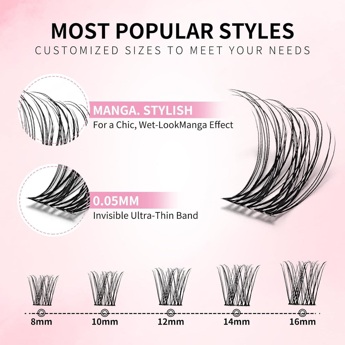UCOOLME uCoolMe Venus Lash Clusters Kit 8-16mm with 5-6mm Bottom Lashes Wispy Natural Eyelash Clusters Kit D Curl -WideSpan Thin Invisible Lash Band
