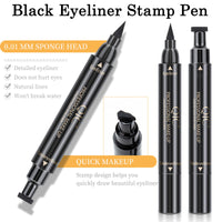 QUIWEN Eyeliner Stamp Wingliner,Black Eyeliner Stamp Pen,Long Lasting Liquid Eye Liners Waterproof Eyeliner for Perfect Wing Cat Eye Stamp Eyeliner, Black Eyeliner Pen Winged Eyeliner Pencil Easy to Use