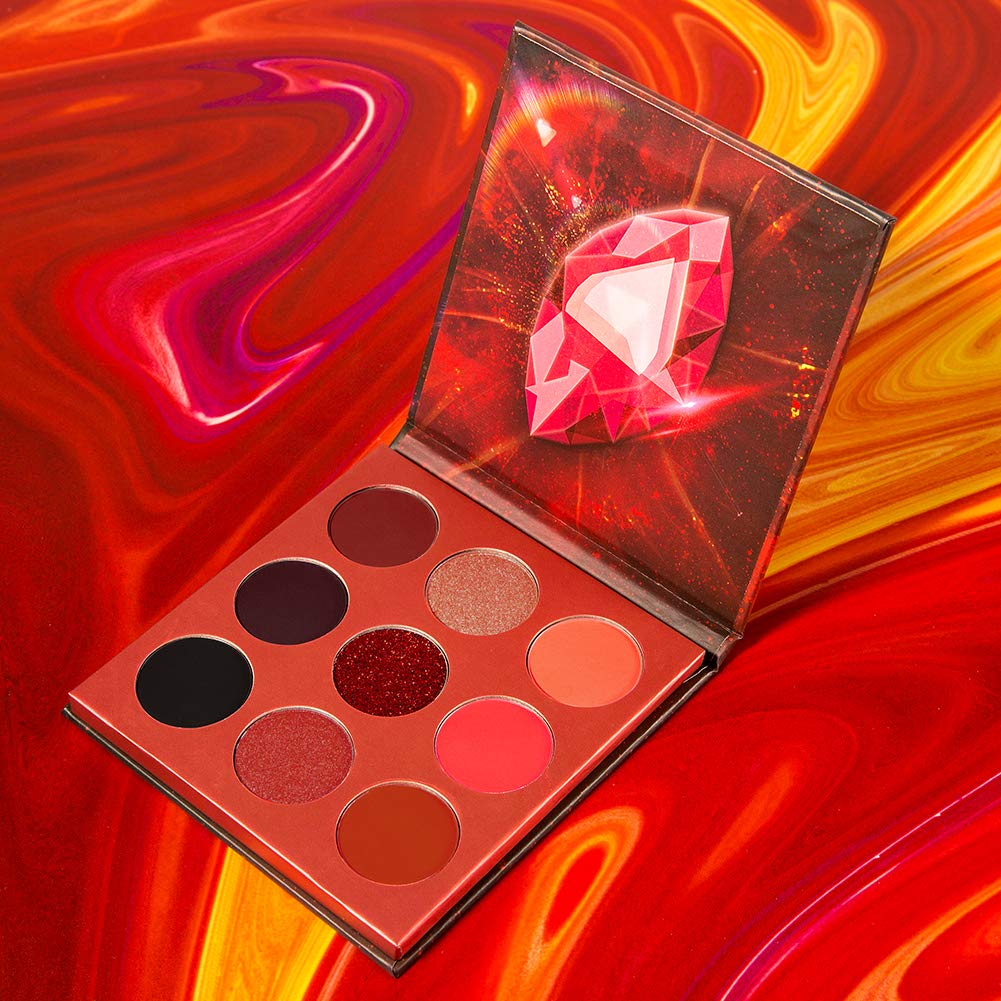Docolor 9 Colours Red Eyeshadow Palette Shadow Palette Highly Pigmented Mattes Shimmers Nature Smokey Glitter Cream Colorful Powder Waterproof Makeup Palette-Space