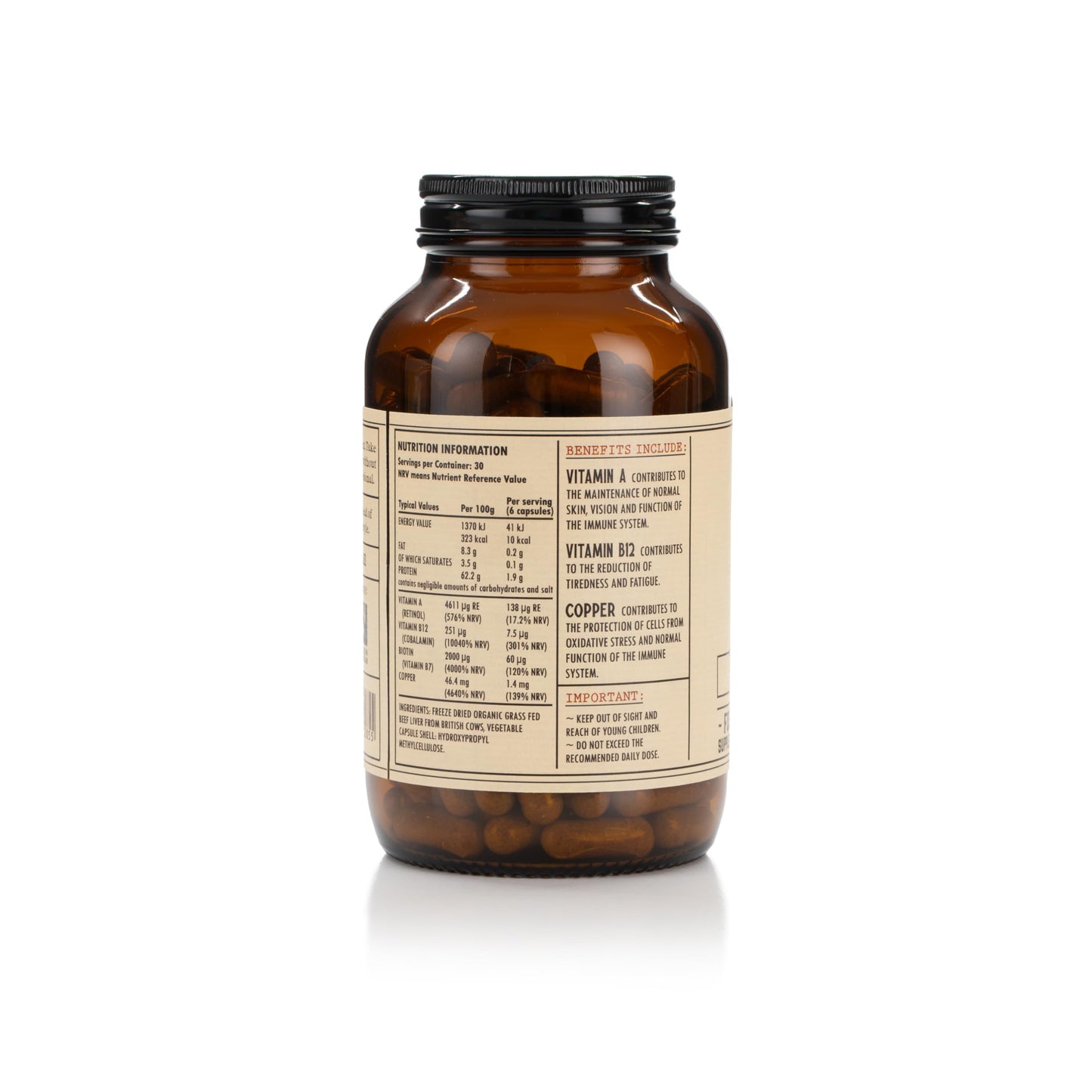 Hirsch Organic UK Grass Fed Beef Liver Supplement - Soil Association Certified 100% Organic and Glyphosate Free & Vitamin & Mineral 3rd Party Tested