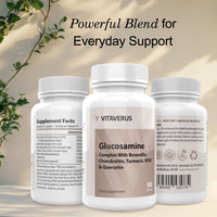 VITAVERUS Glucosamine Complex with Boswellia, Chondroitin, Turmeric, MSM & Quercetin, 90 Capsules