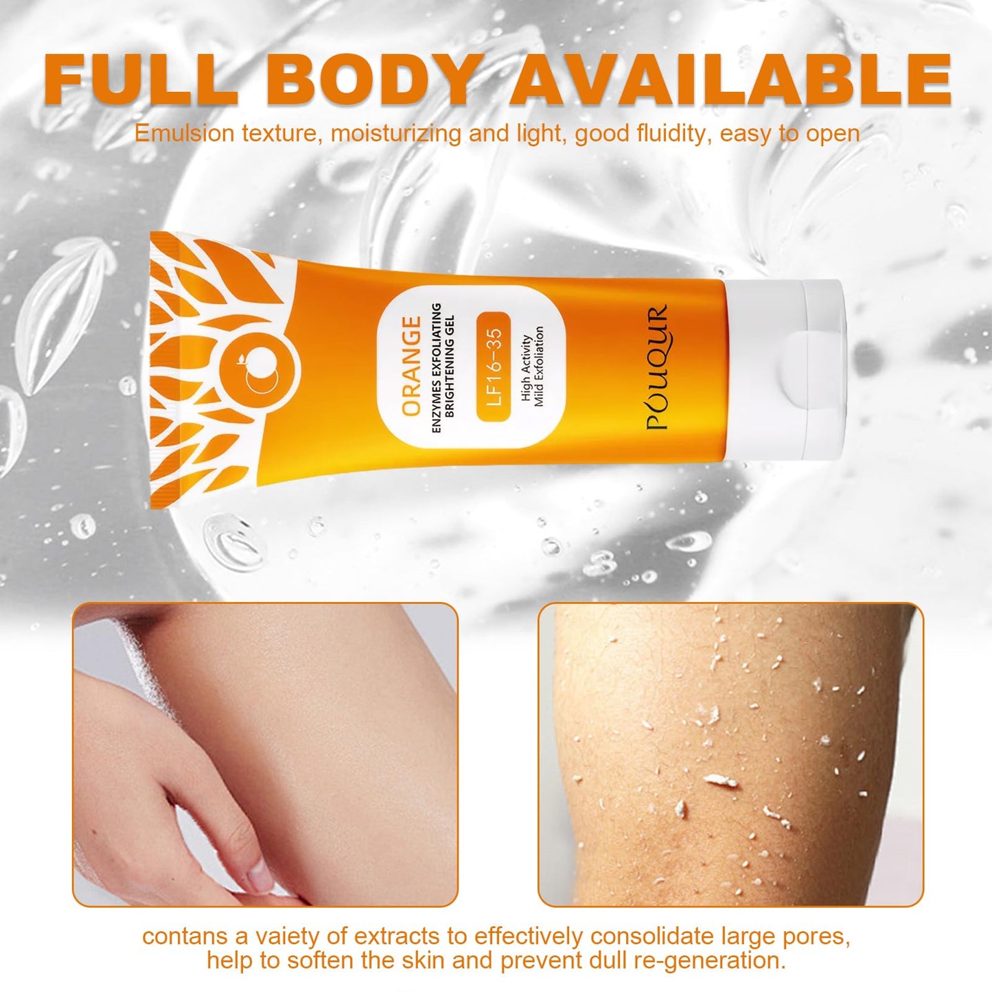 GMHLLES Purifying Exfoliating Gel 2 PCS Orange Peeling Gel Keeps Skin Hydrated Softens Skin and Removes Dead Skin Make Your Skin Smooth and Bright Suitable for All Skin Types