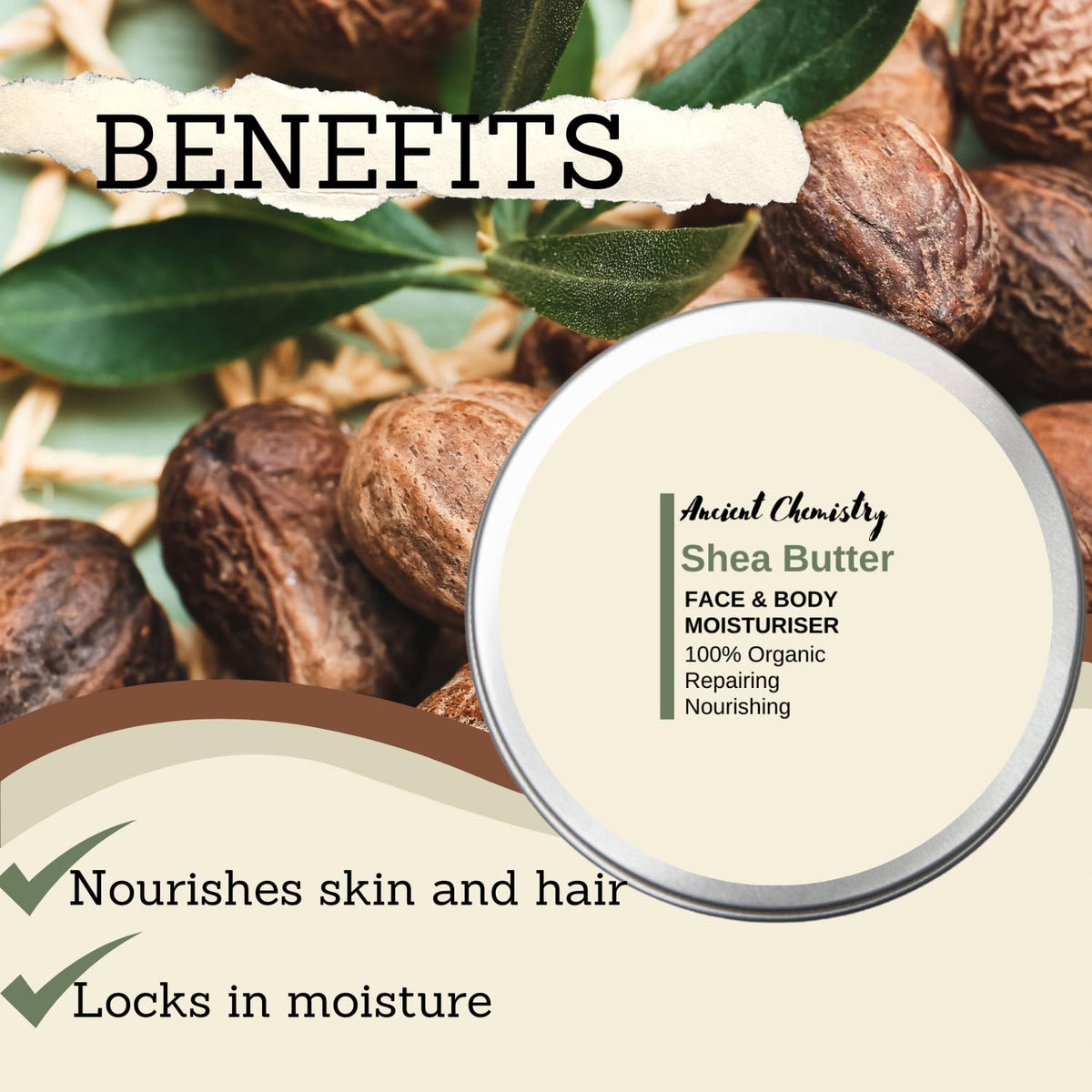 Ancient Chemistry 200ML Organic Shea Butter Moisturizer – 100% Pure and natural – Deep Moisturizing Body Butter for Dry Skin, Stretch Marks, Hair Care, and Anti-Aging