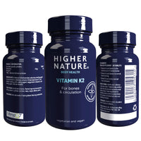 Higher Nature - Vitamin K2 One A Day - Bone & Cardio Support - Vitamin K2 MK7 - Gluten Free - SOYA Free - Vegan & Vegetarian Tablets - 30 Tablets
