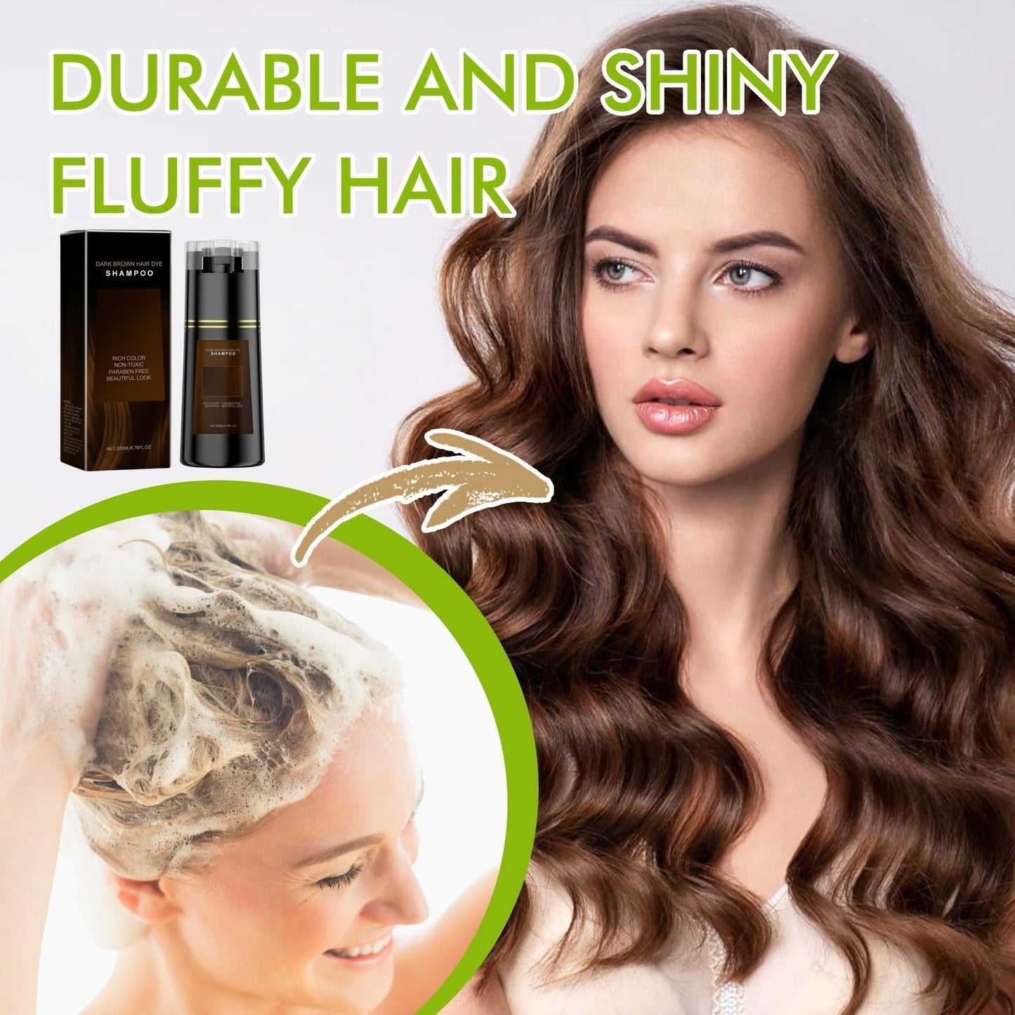 Mubuni Hair Care Instant Dye Shampoo,Polar Hair Dye Shampoo Women 3-In-1 Sha/mpoo for Color Hair,Instant Herbal Coloring Sham/poo,Hair Care Dye S/hampoo,Easy to Use Shampo/os Dy/e,Long Lasting(Dark Brown)