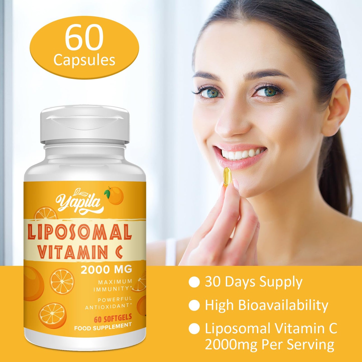 Liposomal Vitamin C Capsules 2000mg(3 Pack), Maximum Absorption, High dose VIT C, Ascorbic Acid, Antioxidant Supplement, Soy-Free, Non-GMO