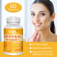 Yapila Liposomal Vitamin C Capsules 2000mg (4 Pack), Maximum Absorption, High dose VIT C, Ascorbic Acid, Antioxidant Supplement, Soy-Free, Non-GMO