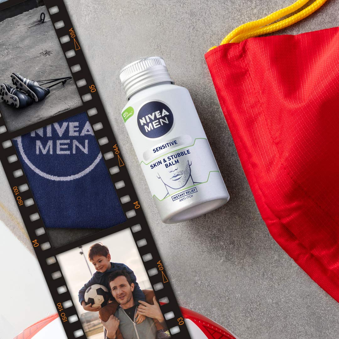 NIVEA MEN 3 Day Face & Beard Care (3 x 125 ml), Anti-Itch Soothing Care for Sensitive Skin, Softening Treatment 0% Alcohol for 3 Day Beards