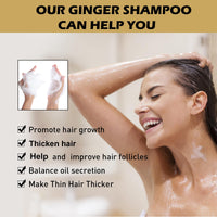 Ginger Shampoo, Ginger Hair Growth Shampoo, Anti Hair Loss Shampoo, Natural Organic Ginger Shampoo Promotes Hair Growth, Anti-dandruff & Anti-itching Ginger Shampoo for Hair Loss Women Men (1pcs)