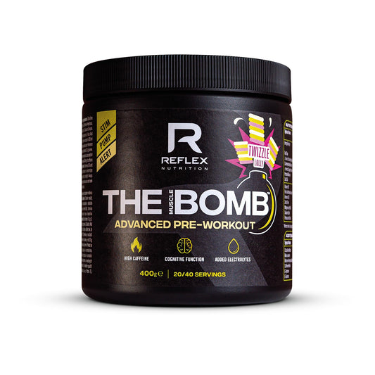 Reflex Nutrition The Muscle Bomb Caffeine Pre Workout Powder - 350mg Caffeine, 9g Citrulline Malate, 2.5g Beta Alanine - Energy, Pump & Focus for Explosive Workouts (Twizzle Lolly, 400g, 20 Servings)