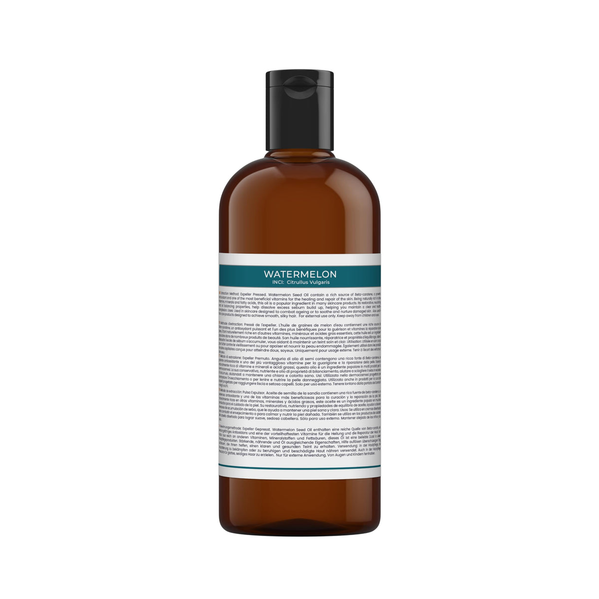 Mystic Moments| Watermelon Carrier Oil 500ml | Citrullus Vulgaris Seed Oil | Lightweight Hydrating Skin & Hair Care Oil | Nourishing Moisture & Balance | Massage Aromatherapy Base