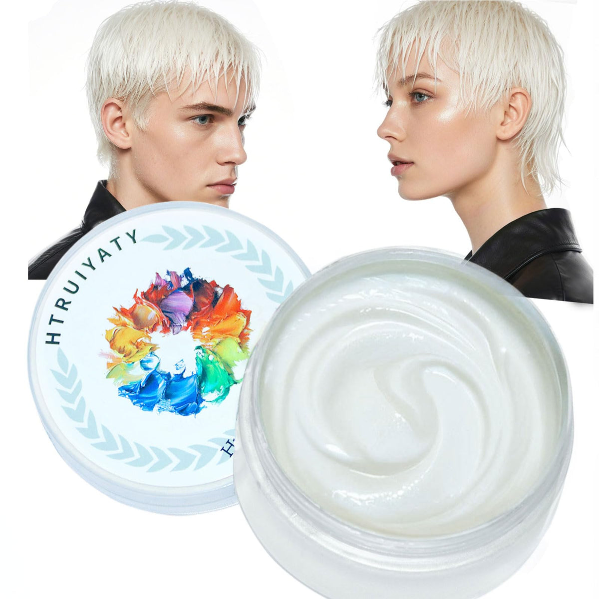 HTRUIYATY Temporary White Hair Colour Wax Natural Washable Instant Hair Color Pomades Mud for Kids Adult Cosplay Halloween Party