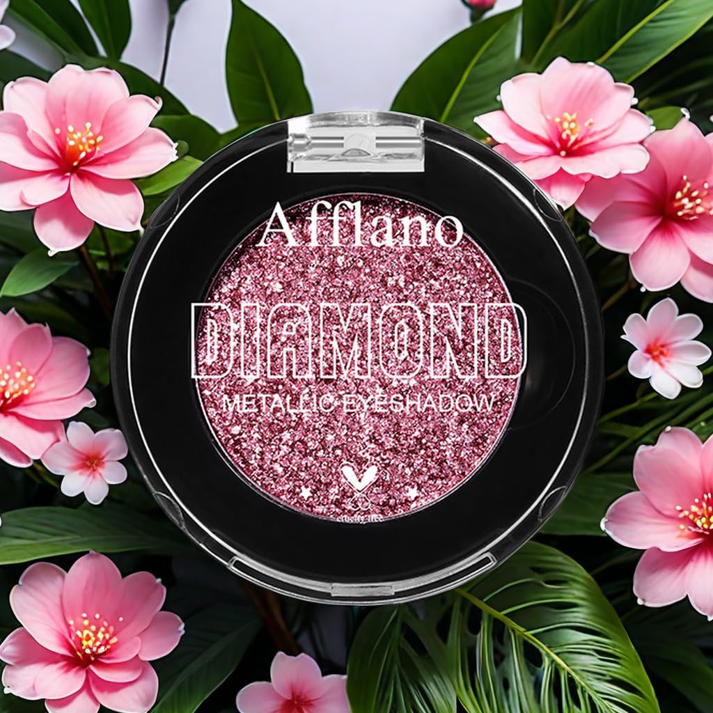 DE'LANCI Pink Glitter Eyeshadow, Pink Shimmer Eyeshadow Highly Pigmented Make-up,High Pigment Pink Metallic Eyeshadow,Waterproof & Long Lasting,Vegan & Talc Free #21H