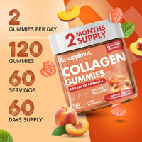 supplmnt. Supplmnt. Marine Collagen Gummies, Hydrolysed Collagen Peptides w/Biotin, Hyaluronic Acid & Vitamin C, Collagen Supplements for Women & Men, Collagen for Skin, Hair & Nails (One Size, Peach)