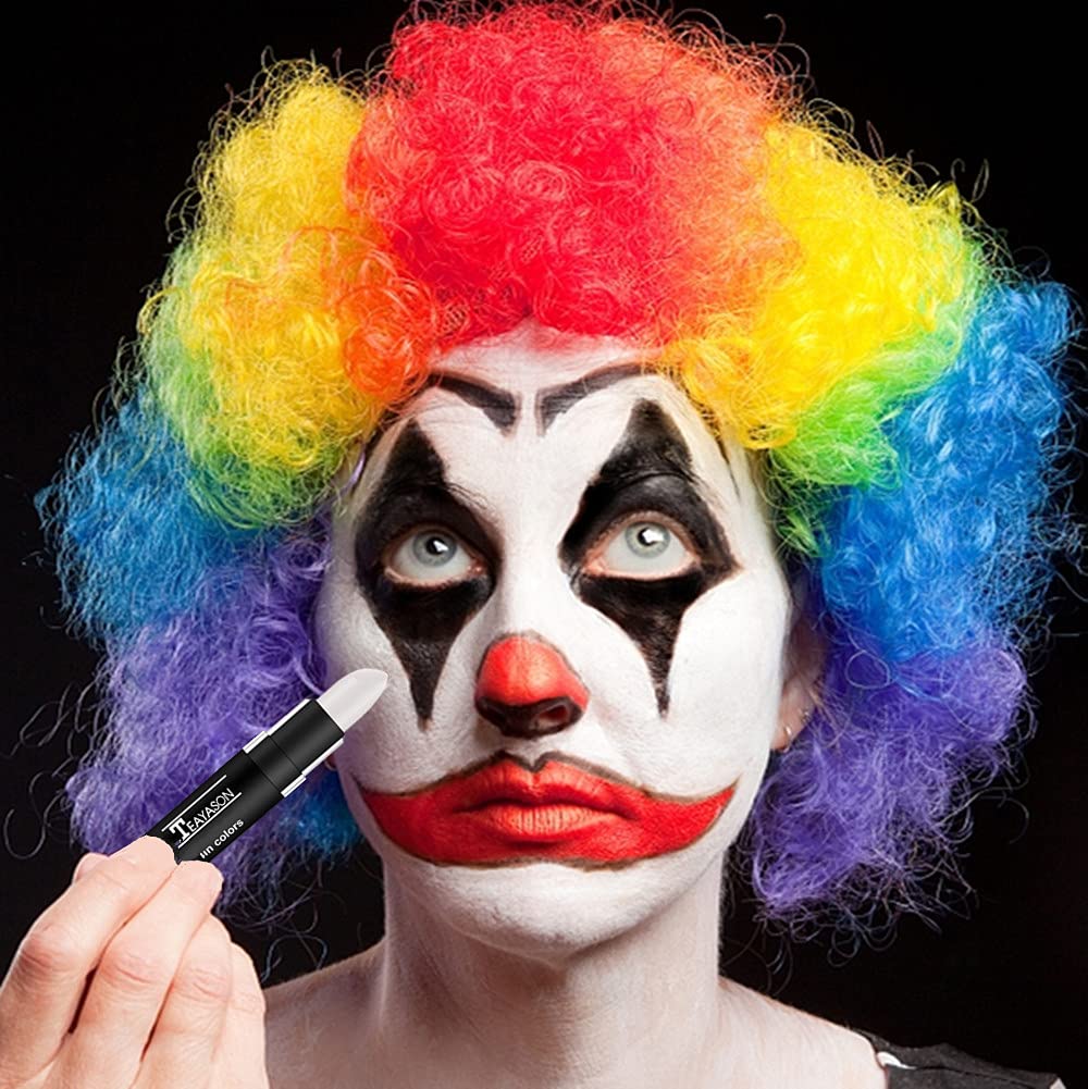 Go Ho White and Red Stick,England Flag Red & White Set,Sweat Proof Face Paint,Clown Joker Face Body Paint for Halloween Cosplay SFX Makeup,Safe Lip&Face Paint