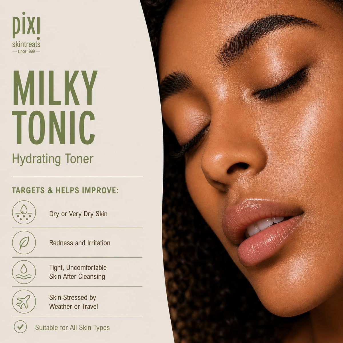 Pixi Milky Tonic, Calming & Hydrating Tonic Containing Jojoba Milk, Infused with Oat Extract to Soothe, Alcohol-Free Daily Nourishing Toner, 8.5 fl oz/ 250 mL