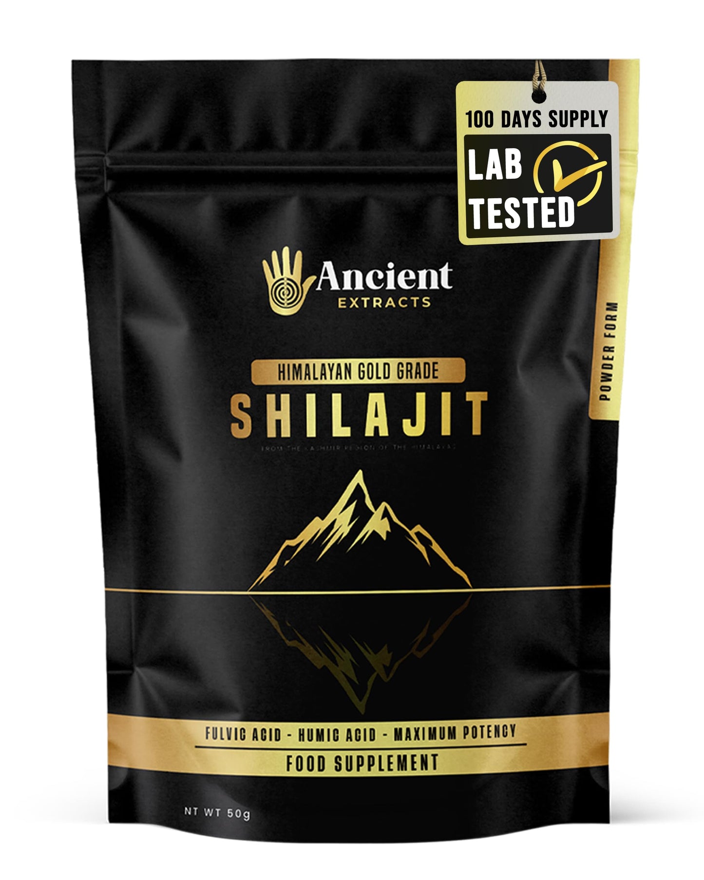 Ancient Extracts Shilajit Powder | Gold Grade – 75% Fulvic Acid | Energy, Focus, Recovery & Hormone Support | 85+ Trace Minerals | Tested for Purity & Safety | Sourced in the Kashmir Himalayas (50g)