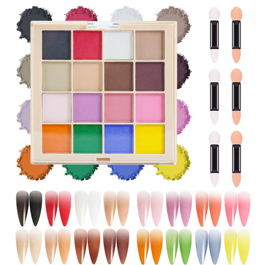 MKNZOME 16 Colours Nail Pigment Powder, Chrome Nail Powder【2024 Upgrade】Yellow Pink White Nail Art Palette for Nail Design, Nail Art Body and Crafts Salon Home Use