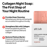 PhLab Collagen Night Soap Bar, Skin Calming Cleasing Bar, Improves Skin Elasticity, Renewed and Firming Skin, 50gr