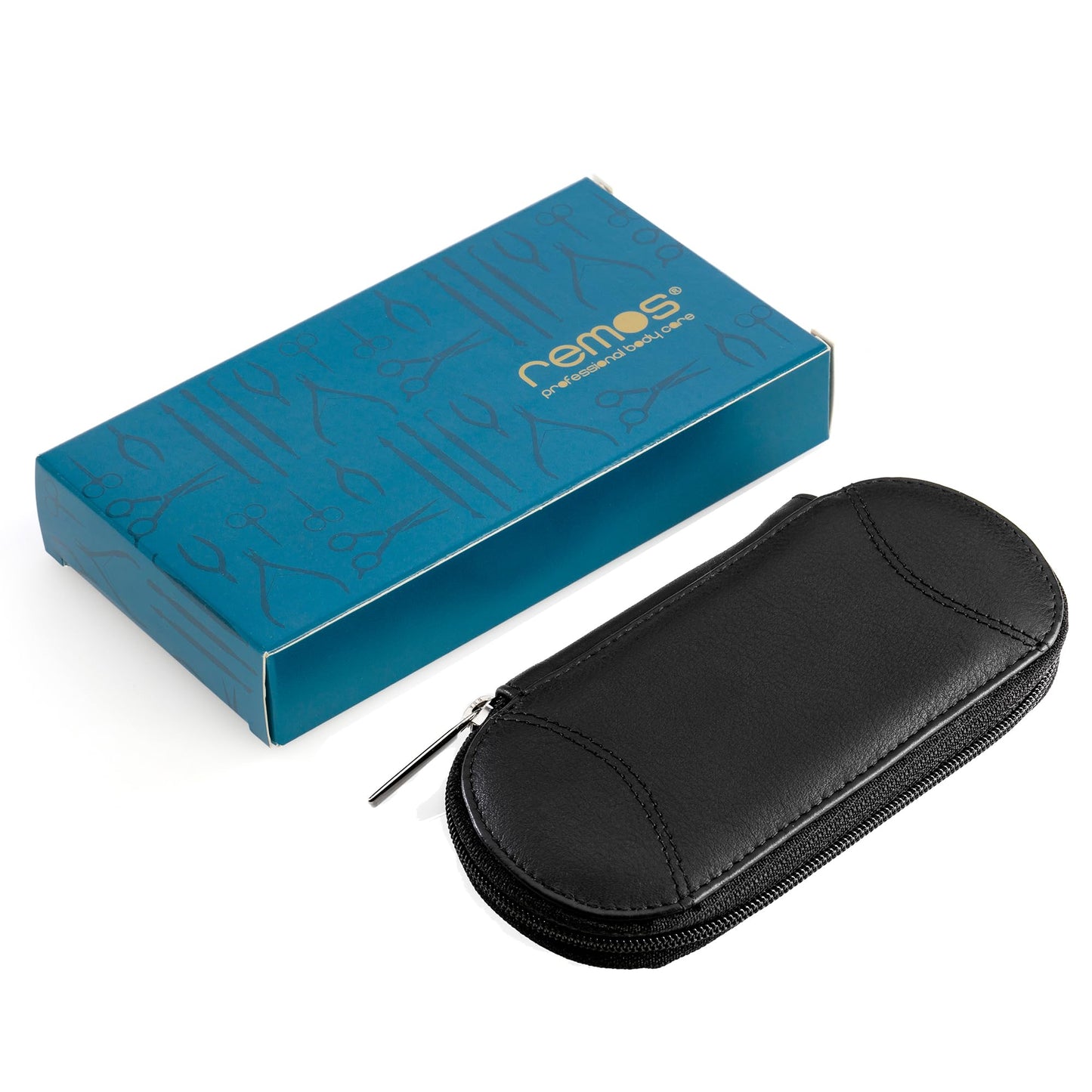 remos professional body care REMOS Manicure Case Empty Made of Genuine Leather with Space for 5 Tools - Black