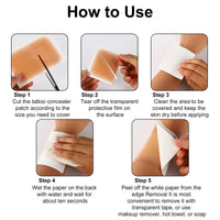 Lyreh 8pcs Tattoo Cover Sticker, 5.12x3.35in Waterproof Patch Sweat-Proof Invisible Ultra-Thin Second Skin Tattoo Cover Up Tape Concealer Sticker for Covering Scar and Birthmarks(Skin Color)