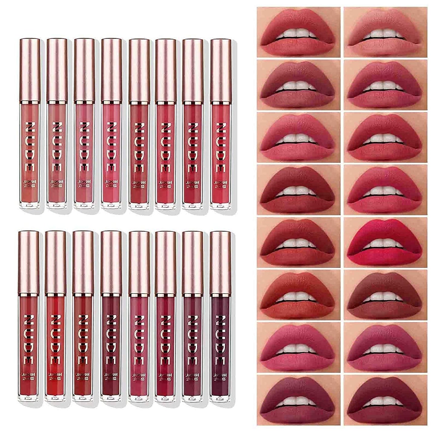 LANGMANNI Matte Liquid Lipstick Makeup Set Velvety Long Lasting Waterproof High Pigmented Velvet Lipgloss Kit Beauty Cosmetics Makeup Gift Set (16PCS)