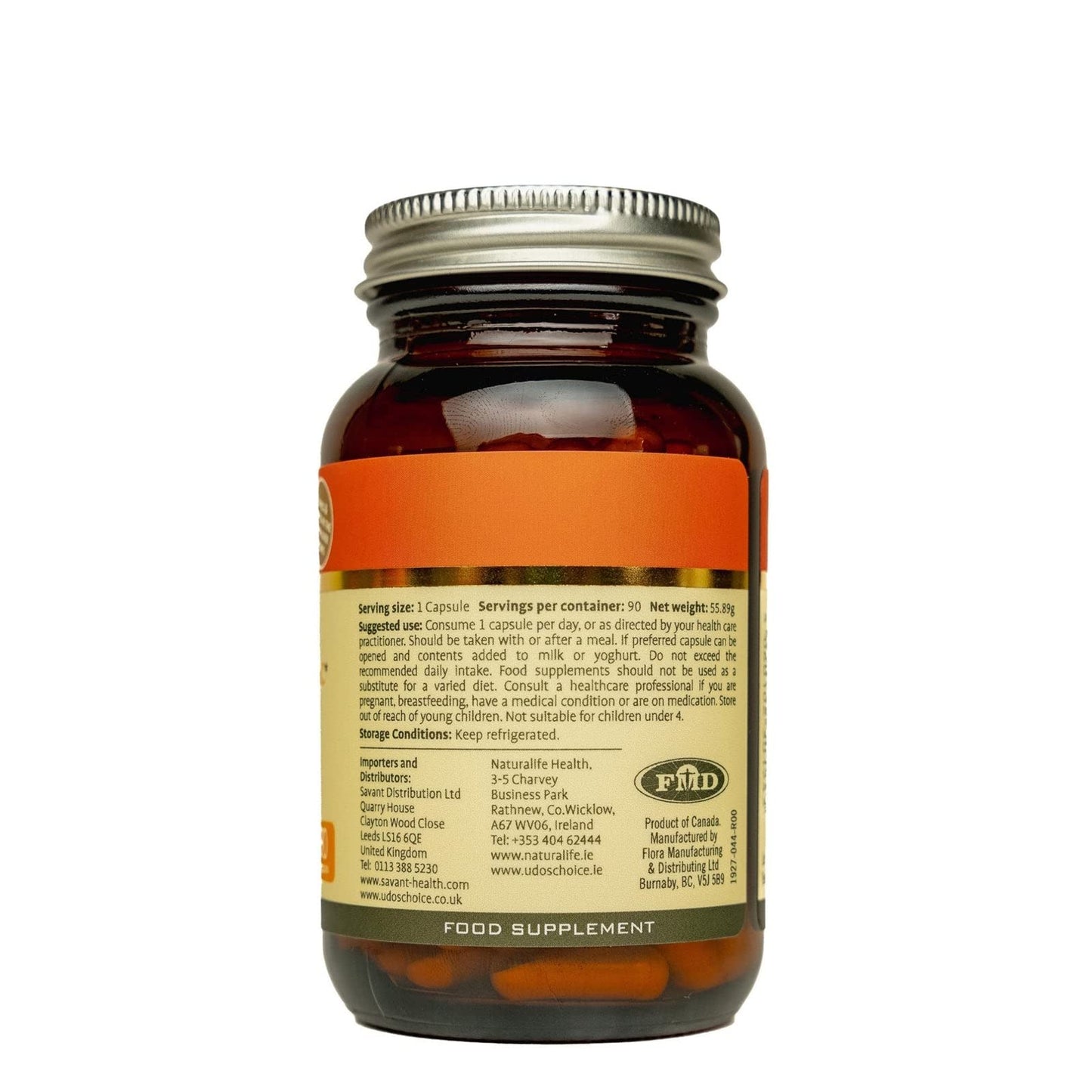 Udo's Choice Super 8 Immune Probiotics - Hi Count Microbiotics with Vitamin C - Supports Bowels and Digestive Health, One a Day Probiotics, 42 Billion Cell Count -8 Microbiotic Strains - 90 Capsules