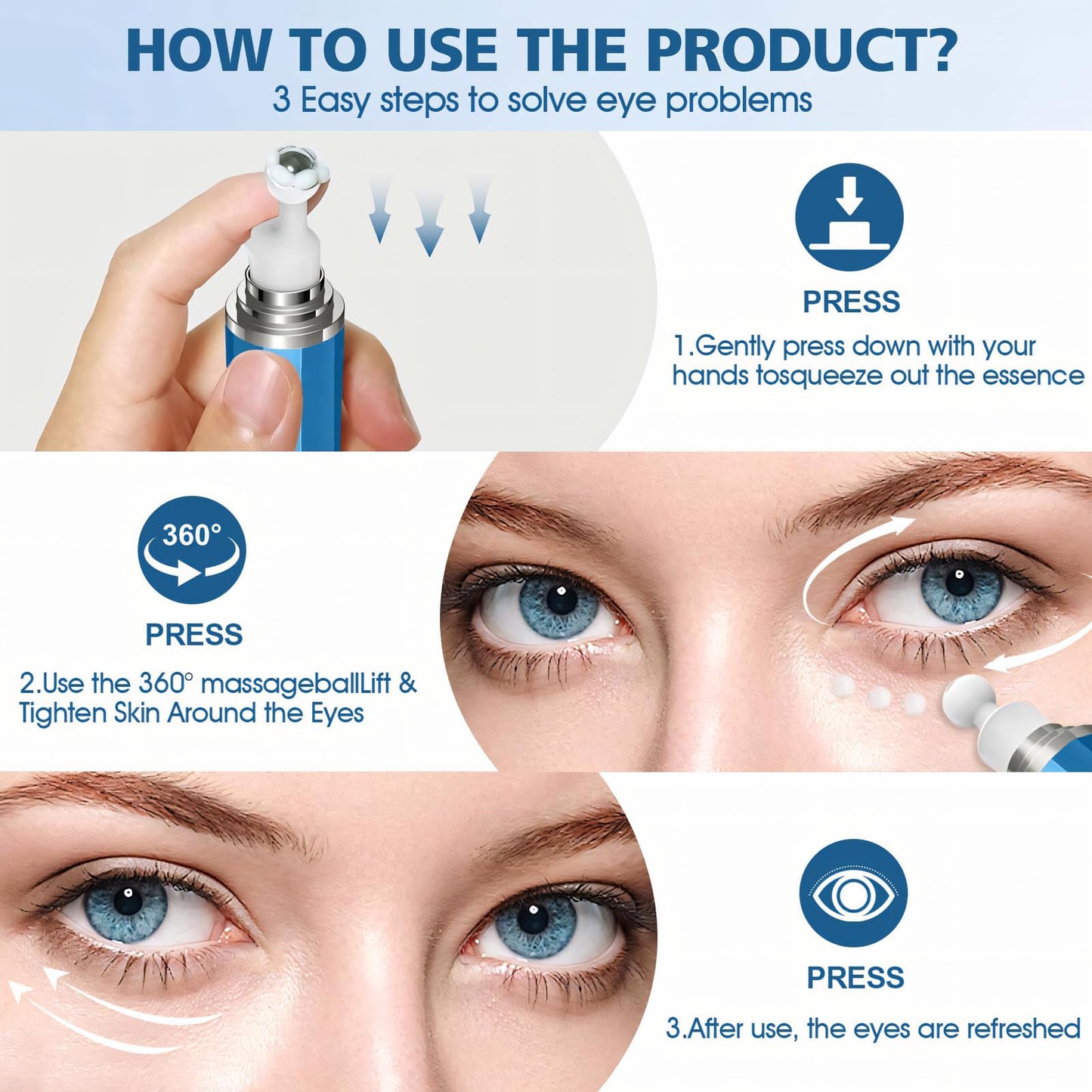 Allony Caffeine Eye Cream, Eye Cream for Dark Circles and Puffy Eyes, Eye Cream Anti Aging, Eye Bags Remover, Moisturizing, Firming and Anti-wrinkle(20ml)