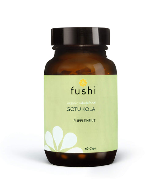 Fushi Organic Gotu Kola Capsules, 60 Caps | Fresh-Ground Whole Food | Ayurvedic Herb for Memory & Concentration | Helps Skin Problems, Varicose Veins & Wounds | Ethical & Vegan | Made in the UK