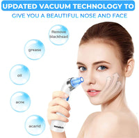 Senua Senelux Blackhead Remover Vacuum Pore Cleaner Acne Comedone Extractor Face Pore Vacuum Blackhead Remover Tool Facial Pore Cleanser with 5 Adjustable Suction Power and 4 Replacement Probes - Blue