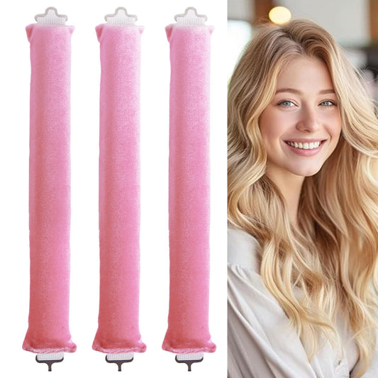 Luxiremi 3 PCS Heatless Blowout Rods, Heatless Curls, Overnight Blowout Rods,Heatless Curling Rod, Blow out Rods - No Heat Curls to Sleep for Curl Rods, Women Long Hair Styling Tools for All Hair, Pink