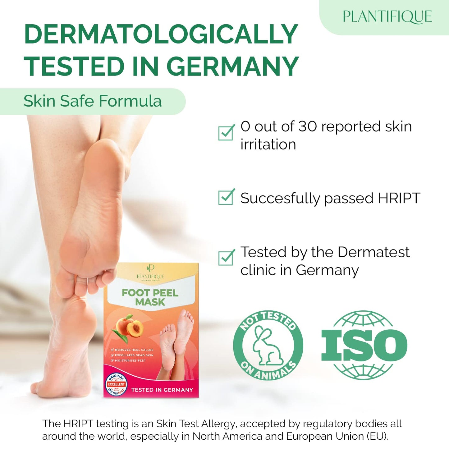 PLANTIFIQUE Plantifique Foot Peel Mask – 2 Pairs Exfoliating & Dermatologically Tested Foot Treatment, Removes Dead Skin & Repairs Heels for Soft Feet – Peach Scent, Gift for Women & Men