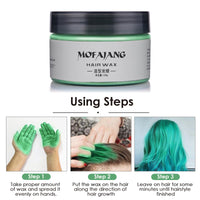 MOFAJANG Hair Colour Wax, 120g Temporary Coloured Hair Paint Wax, Easy Washable Colour Change Hair Dye for Kids,Women,Men(Green)