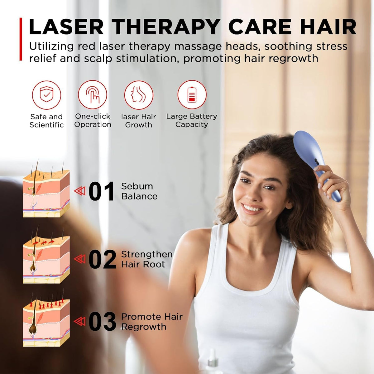 MOJMBSBY Electric Phototherapy Scalp Massager Comb for Hair Growth,Hair Regrowth Brush for Her Him Gifts,USB Anti Hair Loss Head Care Electric Comb Brush for Mother