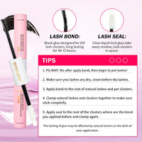 RITALASH Lash Extension Kit 400Pcs,DIY Lash Clusters Kit 8-16mm Cluster Lashes Fluffy Eyelash Clusters Lash Bond And Seal,Lash Remover,Tweezers For Clusters Eyelash Extensions(60D+100D Cluster Kit)