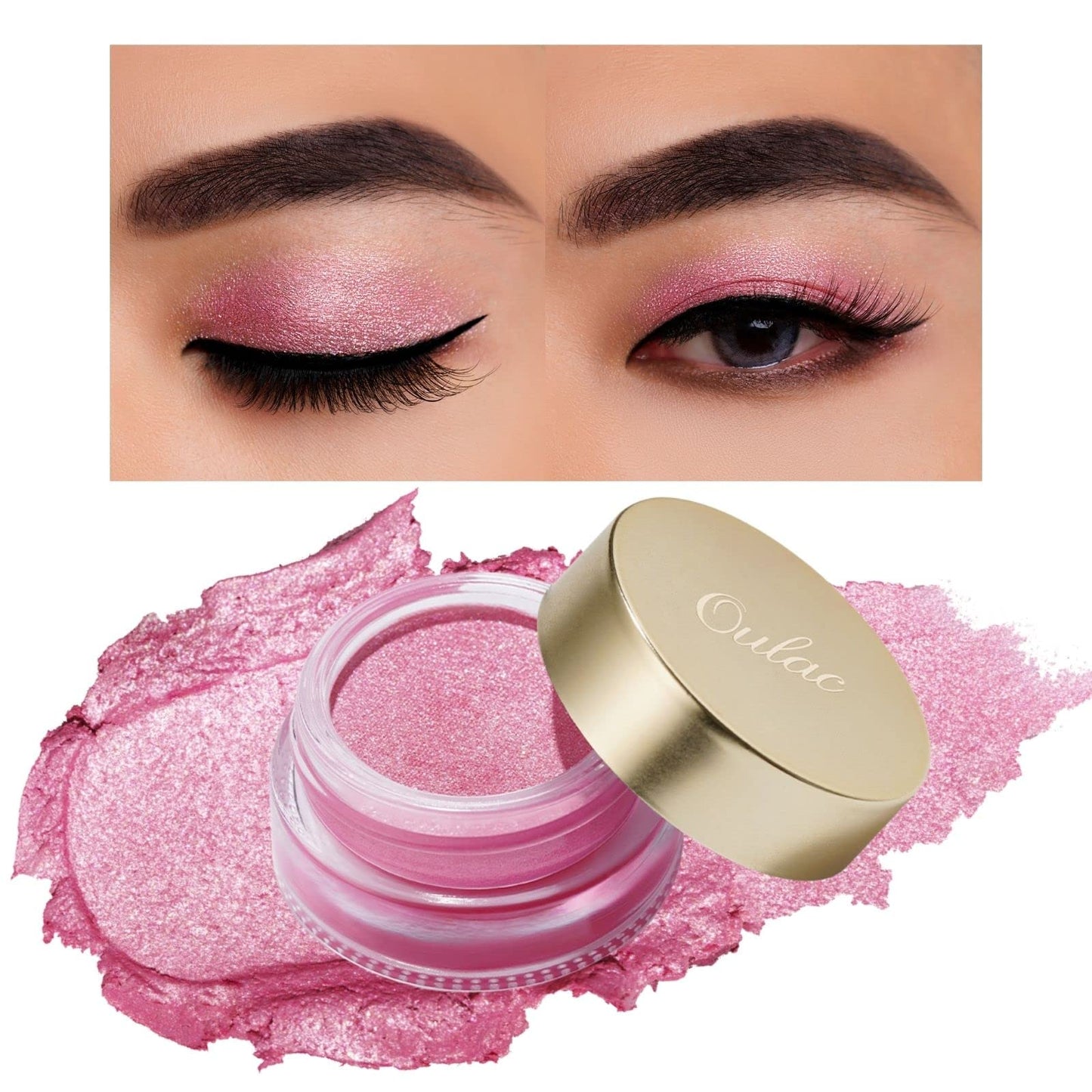 Oulac OULAC Cream Eyeshadow, Glitter Pink Eyeshadow, Holds Makeup For 12 Hours +, Waterproof and Sweatproof, Crease Resistant, Vegan | 06g, Sweet Pea (11)