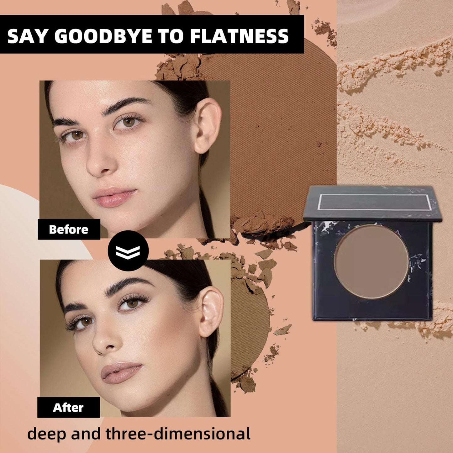LYNTYAOU Contour Palette Bronzer Powder, Natural Look Make up, Multi-Use Face Shadow Matte 3D Make-up, Long-Lasting Sweat-Resistant, Silky Smooth Contour Makeup for Women & Girls