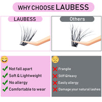 LAUBESS Lash Extension Kit 240 Pcs Cluster Lashes Kit Individual Lashes with Bond and Seal & Eyelash Tweezers Eyelash Extension Kit Lash Clusters (Set 20D/40D-0.07D-9-16Mix)