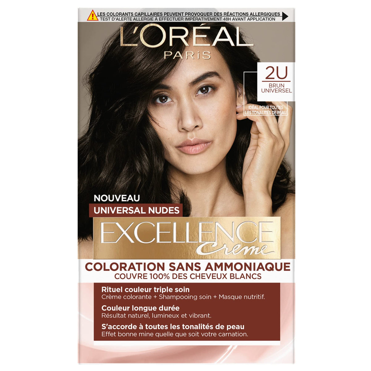 L'Oreal Paris L’Oréal Paris L'Oréal Paris - Permanent Hair Coloring Kit - Ammonia Free - Covers 100% of White Hair - Excellence Universal Nudes Cream - Shade: Universal Brown (2)
