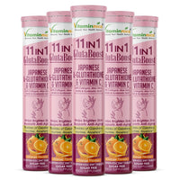 Vitaminnica Because your Health Matters Vitaminnica Gluta Boost 11-in-1 Effervescent Tablets with Japanese L-Glutathione, Collagen, & Hyaluronic Acid | Skin Radiance & Beauty Supplement | 15 Tablets (Pack of 5, Orange)