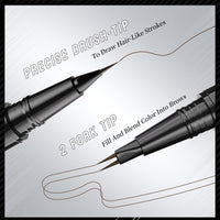 FresFresi 2-in-1 Dual-Ended Microblading Eyebrow Pen - Waterproof with Micro-Fork-Tip & Precise Brush-Tip - Long-lasting Brow Pencil for Natural Looking Brows in Brown Shade (Brown)